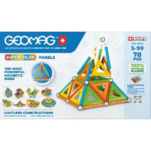 Jeu D'assemblage - Jeu De Construction - Jeu De Manipulation GEOMAG CLASSIC. PANELS SUPERCOLOR 78 pcs. construction magnetique. jeux educatifs. Jouet pour enfants des 5 ans. GMS03