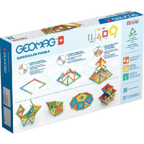 Jeu D'assemblage - Jeu De Construction - Jeu De Manipulation GEOMAG CLASSIC. PANELS SUPERCOLOR 78 pcs. construction magnetique. jeux educatifs. Jouet pour enfants des 5 ans. GMS03