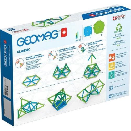 Jeu D'assemblage - Jeu De Construction - Jeu De Manipulation GEOMAG - EcoFriendly 60 pcs Color
