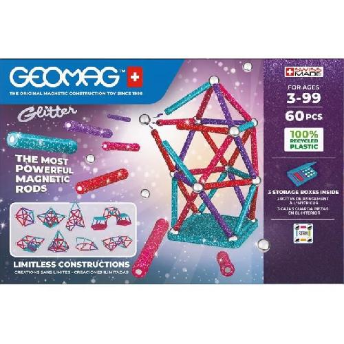 Jeu D'assemblage - Jeu De Construction - Jeu De Manipulation GEOMAG - Ecofriendly 60 pcs Glitter