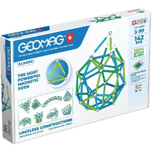 Jeu D'assemblage - Jeu De Construction - Jeu De Manipulation Geomag - Jeux de Construction Magnetique pour enfants - Collection Green Classic 142 pieces