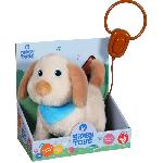 Peluche Gipsy Toys - Chiot en Laisse - Peluche a Fonction - 20 Cm - Beige Bleu