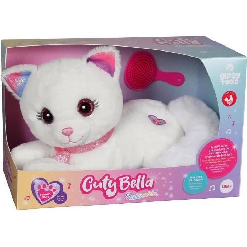 Peluche Gipsy Toys - Cuty Bella Fashionista - Peluche Interactive Chat ? Toute Douce Qui s'illumine au Rythme de Jolies Mélodies - 30 cm