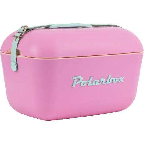 Glaciere Auto - Moto - Bateau Glaciere 20L Rose Pop - logo et sangle vert POLARBOX