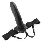 Gode ceinture creux noir de 20 cm avec sangle elastique