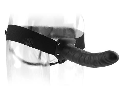 Gode ceinture creux noir de 20 cm avec sangle elastique