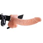 Gode ceinture creux vibrant de 24 cm avec boules