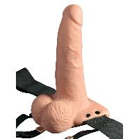 Godes Ceinture Gode-ceinture creux vibrant avec telecommande de 18 cm