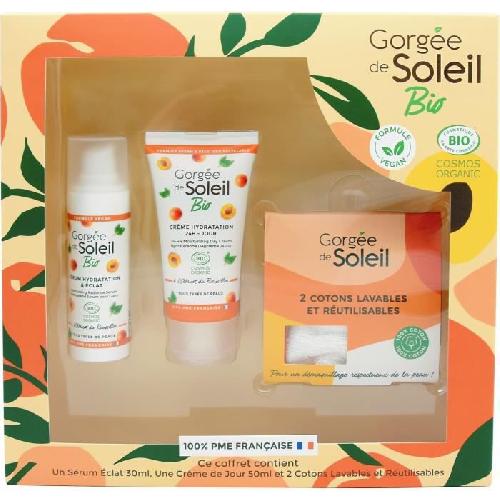 Coffret Produits Hygiene Corps Et Visage GORGEE DE SOLEIL Coffret Bio Creme de jour + Serum + 2 Carres demaquillants