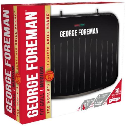 Grill Electrique Grill - GEORGE FOREMAN - Fit Grill Medium - 25810-56 - 1630 W - Anti-adhésif - Noir