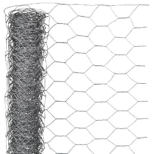 Cloture - Canisse - Brise Vue - Grillage - Panneau Grillage en fil de fer galvanise hexagonal 1 x 10 m - 40 mm - NATURE