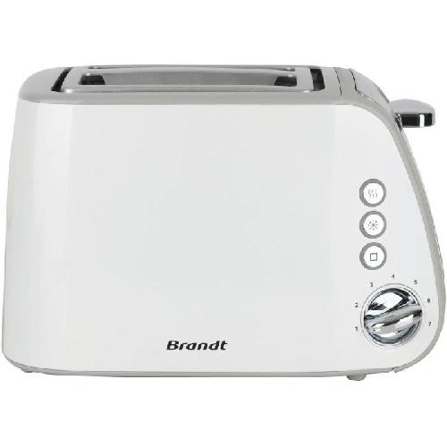 Grille-pain - Toaster Grille-pain - BRANDT - T02T1050W - 2 fentes - 7 niveaux de puissance - Tiroir ramasse-miettes - Blanc