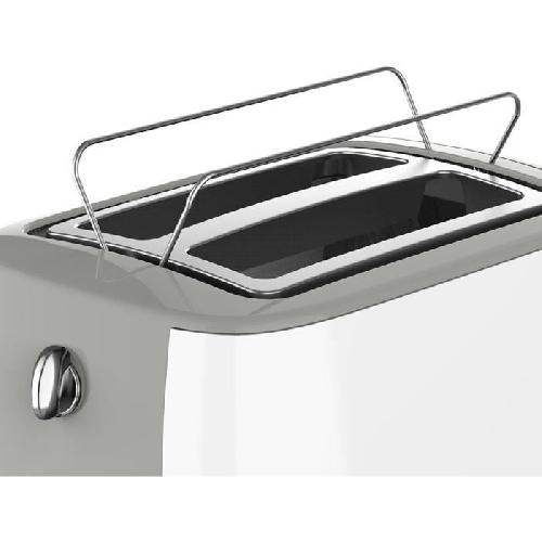 Grille-pain - Toaster Grille-pain - BRANDT - T02T1050W - 2 fentes - 7 niveaux de puissance - Tiroir ramasse-miettes - Blanc