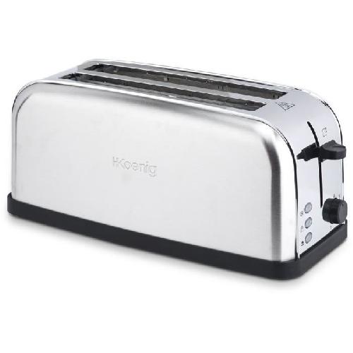 Grille-pain - Toaster Grille-pain H.KoeNIG TOAS28 - 2 fentes - 3 fonctions - Thermostat réglable 7 niveaux - Acier inoxydable - Gris