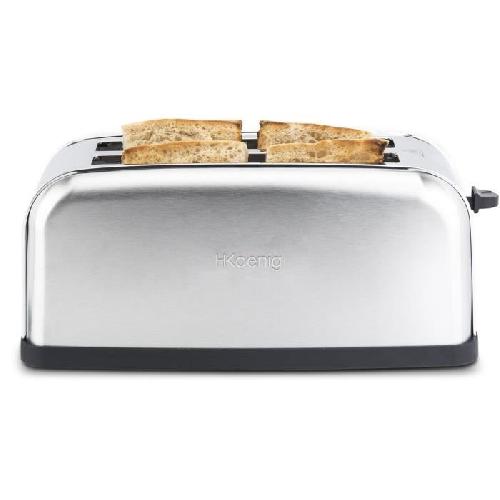 Grille-pain - Toaster Grille-pain H.KoeNIG TOAS28 - 2 fentes - 3 fonctions - Thermostat réglable 7 niveaux - Acier inoxydable - Gris