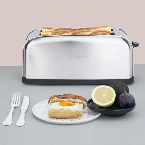 Grille-pain - Toaster Grille-pain H.KoeNIG TOAS28 - 2 fentes - 3 fonctions - Thermostat réglable 7 niveaux - Acier inoxydable - Gris