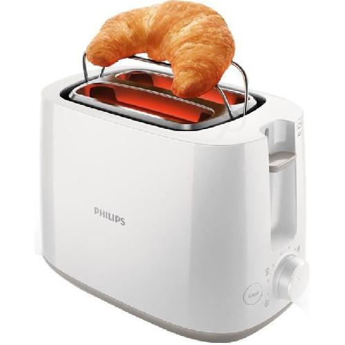 Grille-pain - Toaster Grille-pain PHILIPS HD2581-00 - 2 fentes extra larges - 830 W - Rechauffe viennoiseries - Blanc