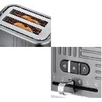 Grille-pain - Toaster Grille-Pain - RUSSELL HOBBS - Geo Steel - Métal texturé - 1640 W - Fonctions Lift'n Look. réchauffage. décongélation