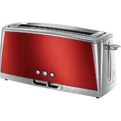 Grille-pain - Toaster Grille-Pain - RUSSELL HOBBS - Luna Rouge Solaire - Fente longue - 1420 W - Fonctions réchauffage et décongélation