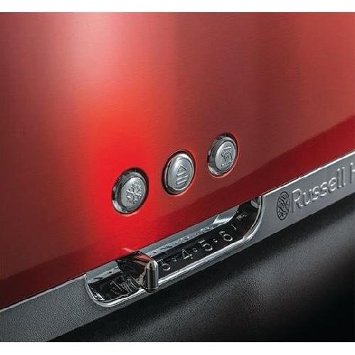 Grille-pain - Toaster Grille-Pain - RUSSELL HOBBS - Luna Rouge Solaire - Fente longue - 1420 W - Fonctions réchauffage et décongélation