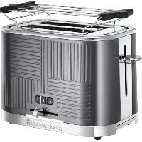 Grille-pain - Toaster Grille-Pain - RUSSELL HOBBS - Geo Steel - Métal texturé - 1640 W - Fonctions Lift'n Look. réchauffage. décongélation