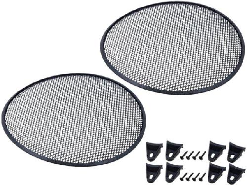 Grilles HP & Subs Grilles pour haut-parleur 37.5cm Noir Perforation en ellipse