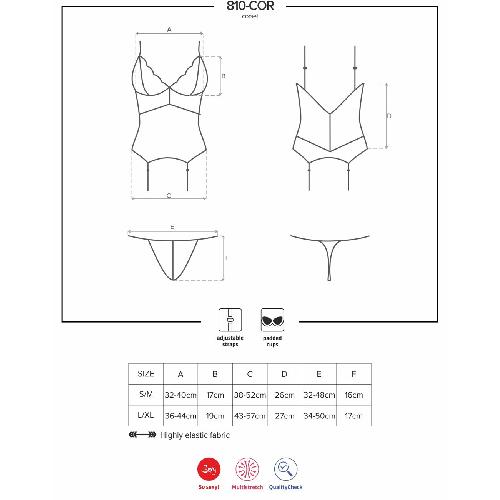 Guepieres et corsets Guepiere et String 810-COR Blanc - L-XL