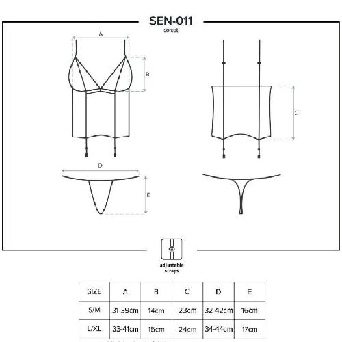 Guepieres et corsets Guepiere et String Noir SEN-011 - L-XL