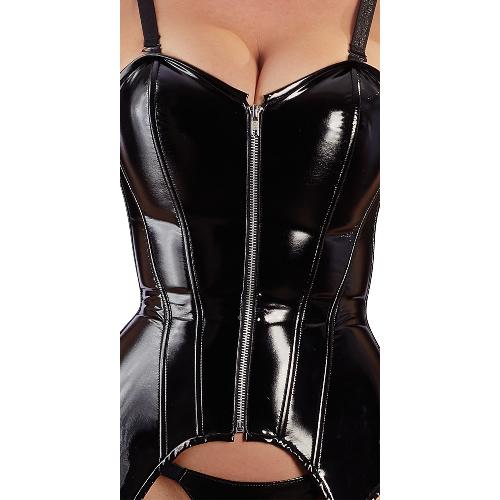 Guepieres et corsets Guepiere noire en vinyle brillant - Taille M