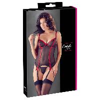 Guepiere noire et rouge avec string 100B taille L