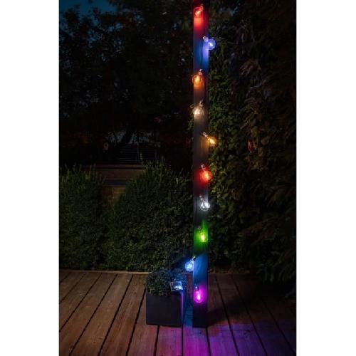 Decoration Lumineuse Guirlande solaire guinguette GALIX - 10 LED multicolores a filament - Extérieur