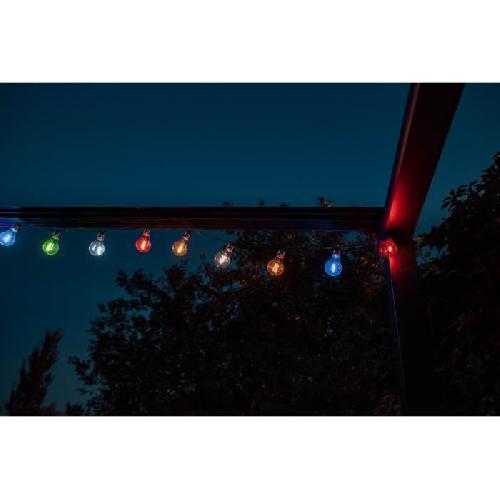 Decoration Lumineuse Guirlande solaire guinguette GALIX - 10 LED multicolores a filament - Extérieur