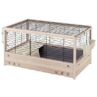 Habitat - Couchage Cage pour cochons d'inde - FERPLAST - ARENA 80 - Bois de pin nordique - Normes FSC - 82 x 52 x 45.5 cm