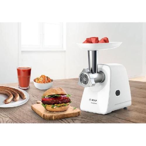 Hachoir Electrique Hachoir a viande SmartPower - BOSCH - MFW2520W - 2 grilles de hachoir - Garnisseur de saucisses - Blanc
