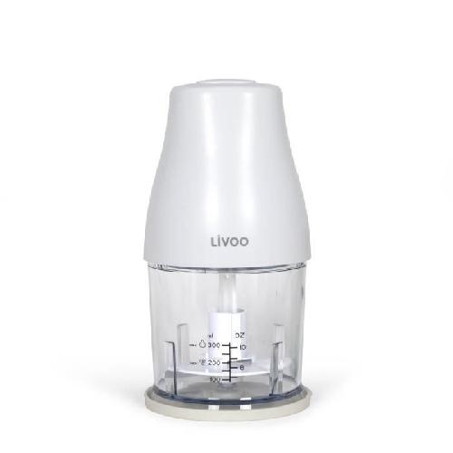 Hachoir Electrique Hachoir - LIVOO - 300 ml - 400 W - 1 vitesse et fonction turbo - 2 lames en inox - Blanc