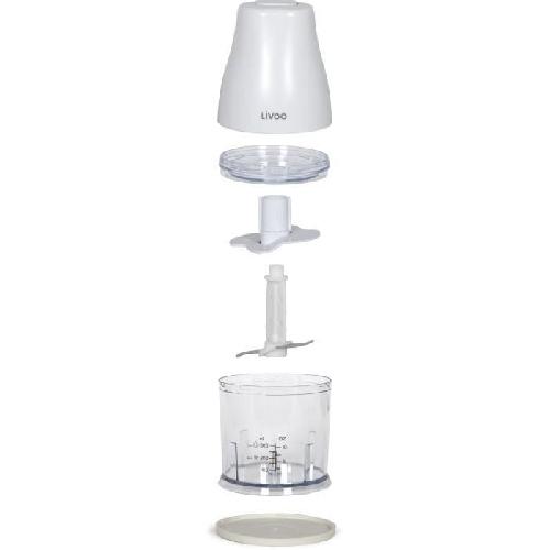 Hachoir Electrique Hachoir - LIVOO - 300 ml - 400 W - 1 vitesse et fonction turbo - 2 lames en inox - Blanc