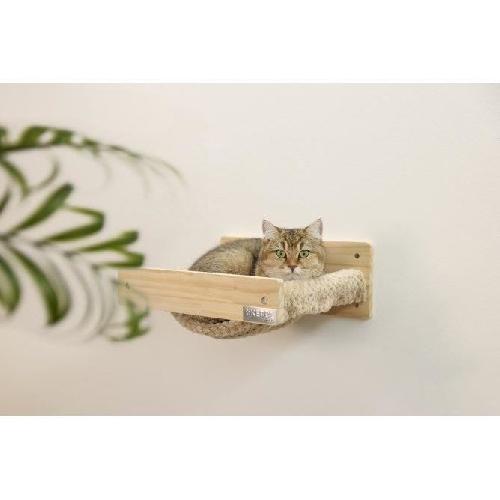 Corbeille - Panier - Coussin - Hamac Hamac mural pour chats - KERBL - TIMBER - 38 x 33.5 x 16 cm - Bois massif - Tissu peluche