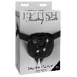 Harnais noir laque pour gode avec pied a aspiration ou pied de support