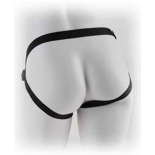 Harnais noir laque pour gode avec pied a aspiration ou pied de support