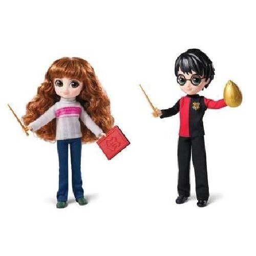 Figurine Miniature - Personnage Miniature Harry Potter - Coffret Deluxe Poupée 20cm Harry Potter et Hermione - Wizarding World - 4 tenues et 12 accessoires