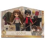 Figurine Miniature - Personnage Miniature Harry Potter - Coffret Deluxe Poupée 20cm Harry Potter et Hermione - Wizarding World - 4 tenues et 12 accessoires