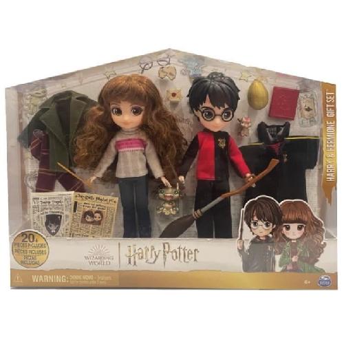 Figurine Miniature - Personnage Miniature Harry Potter - Coffret Deluxe Poupée 20cm Harry Potter et Hermione - Wizarding World - 4 tenues et 12 accessoires