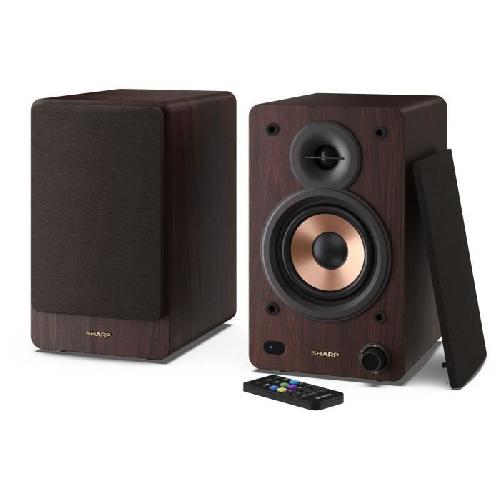 Enceinte - Haut-parleur Bibliotheque Haut-parleurs Bluetooth - SHARP - CP-SS30-BR- - Bibliotheque Marron - 2x 30W - 2 voies - Sans fil - 60W RMS