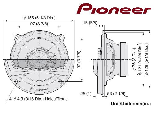 Haut-Parleurs Pioneer TS-A1323i 300W 13cm 3 voies -> TS-A1370F