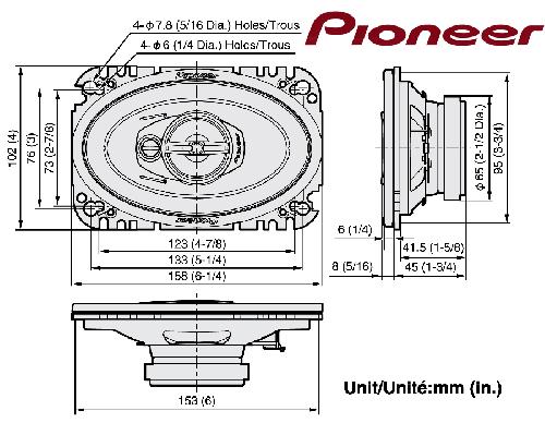 Haut-Parleurs Pioneer TS-A4633I 200W 10x16cm 3 voies -> TS-A4670F - archives