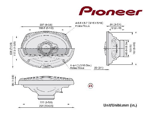 Haut-Parleurs Pioneer TS-A6923I 400W 16x23cm 3 voies -> TS-A6960F