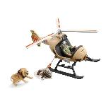 Hélicoptere pour sauvetage d'animaux. Coffret 8 Pieces avec Figurines Lion et Hippopotame - Jouet Durable. Amusant et Pédagogique
