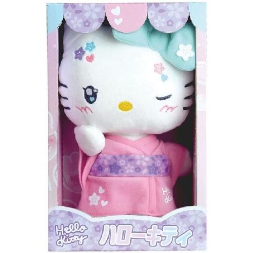 Peluche Hello Kitty Kimono Kawai Peluche +- 22 cm - JEMINI - Version kawai avec kimono rose et tongs.