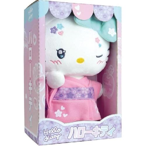 Peluche Hello Kitty Kimono Kawai Peluche +- 22 cm - JEMINI - Version kawai avec kimono rose et tongs.