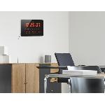 Horloge Calendrier a LED - Grands caracteres - Multifonctions - Piles fournies - 36x22cm - Noir